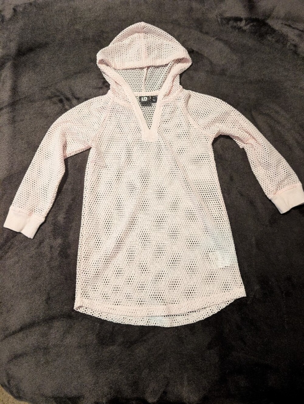 Ideology Light Pink Mesh Hooded Swim Coverup